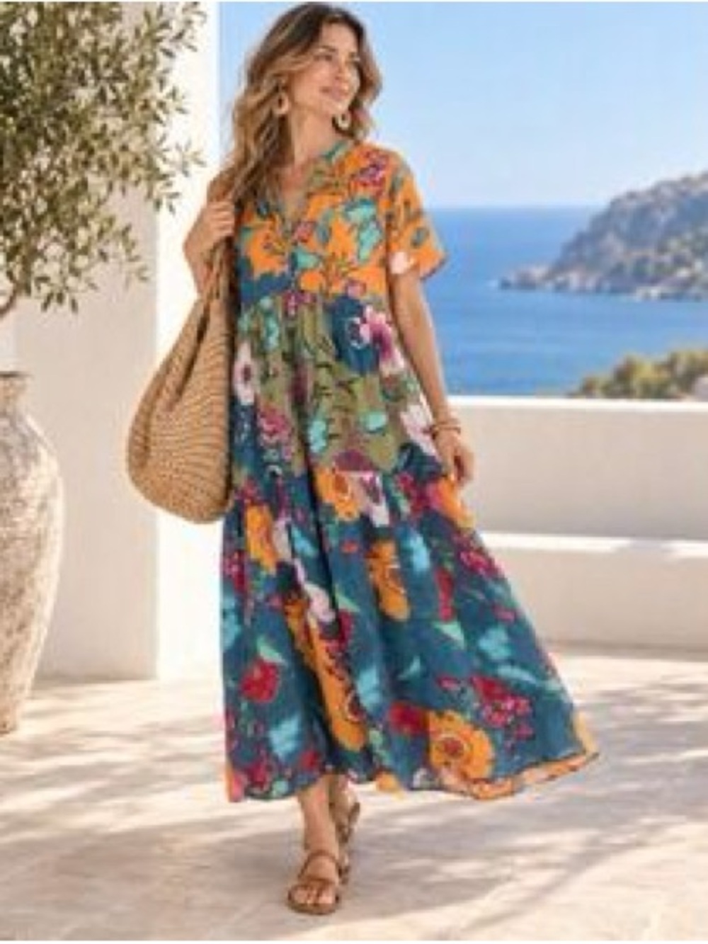 Anthropologie Celandine Kallie Cotton Gauze Printed Midi Dress Size S